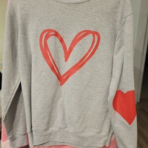 Gray Heart Print Women's Sweater